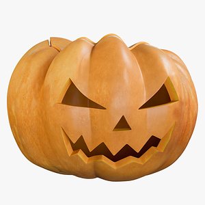 realistic pumpkin clean angry 3D model