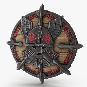 escudo vikingo remachado high-poly and low-poly 3D Model in Shield 3DExport