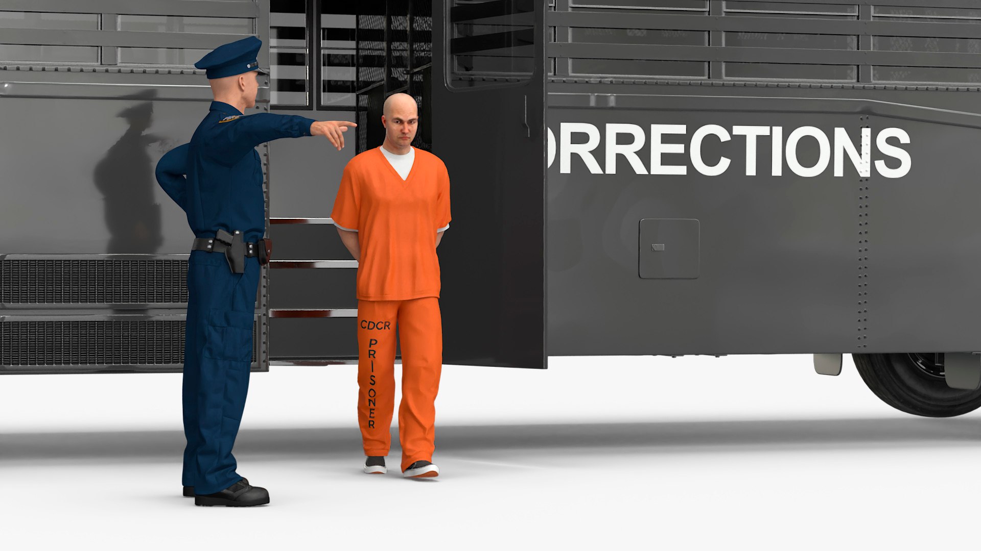 Prison Corrections Bus With Officer And Inmate Model - TurboSquid 2363204