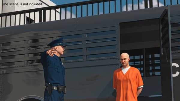 modelo 3d Autobús de la prisión con un oficial y un recluso ...