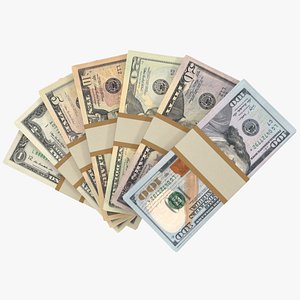 Dollar Banknotes Collection 3D model