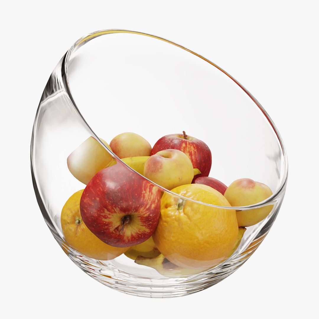 3D Large Slant Fruit Bowl set 07 model TurboSquid 1950709