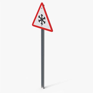 3D model Danger Of Snow Or Ice Road Sign Pole