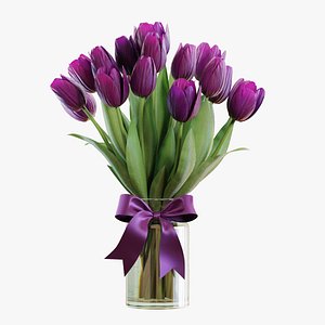 3D Flower Set 23 - Purple Tulips Bouquet 02