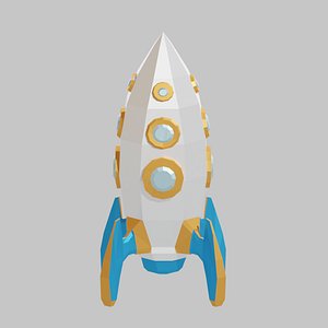 Cartoon rocket with four legs 3D