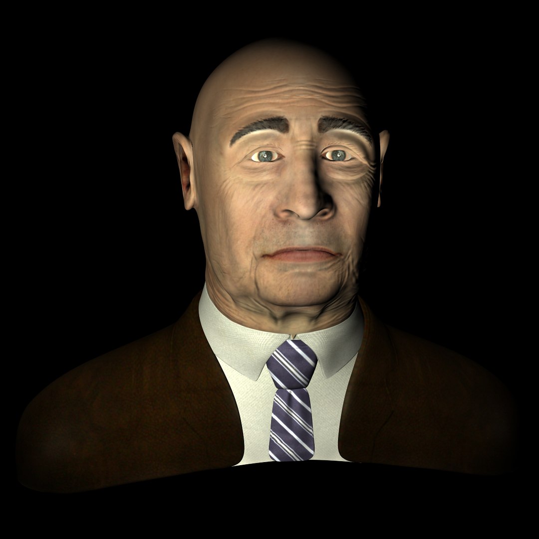 3d old man bust head