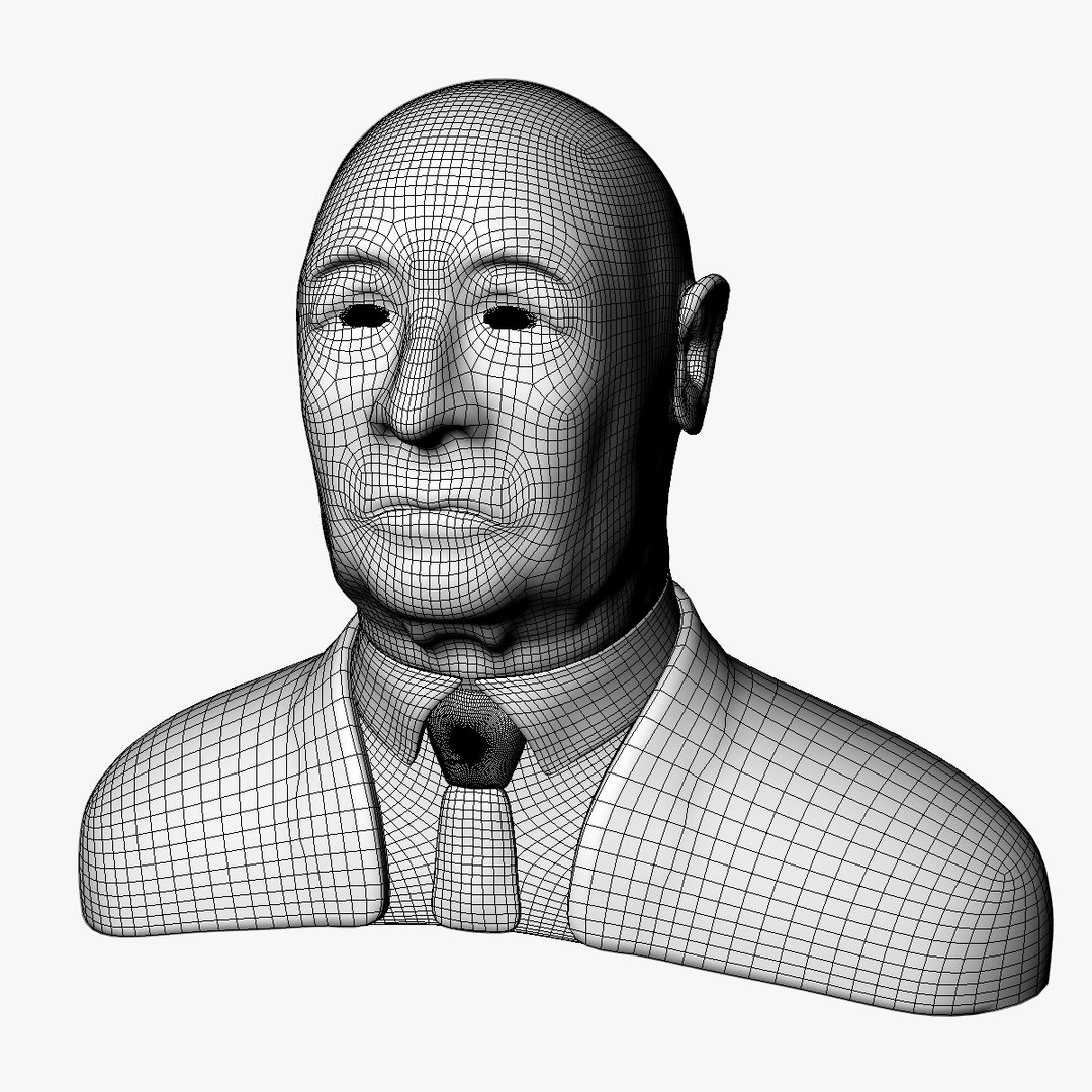 3d old man bust head