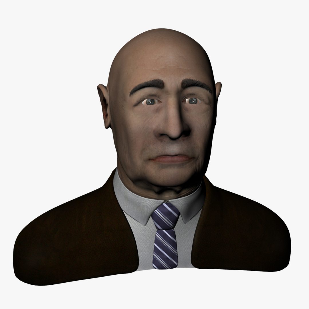 3d old man bust head