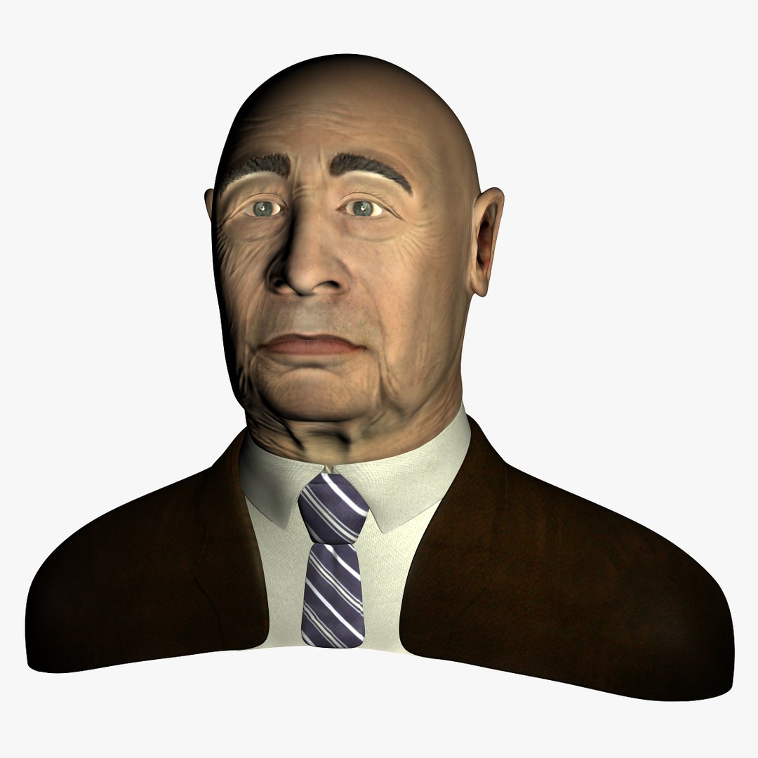 3d old man bust head