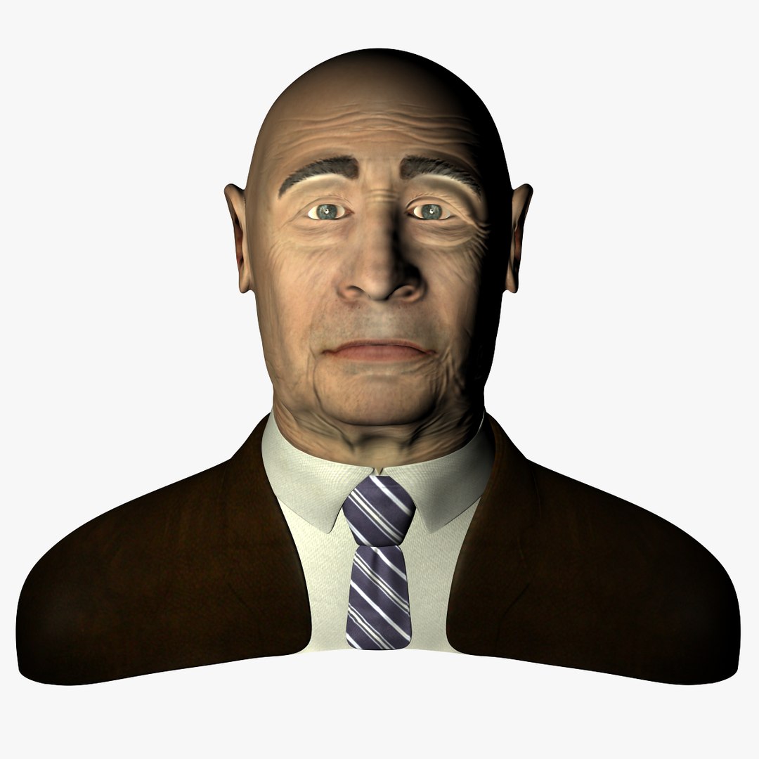3d old man bust head
