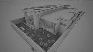 3D model Flat Roof Bungalow
