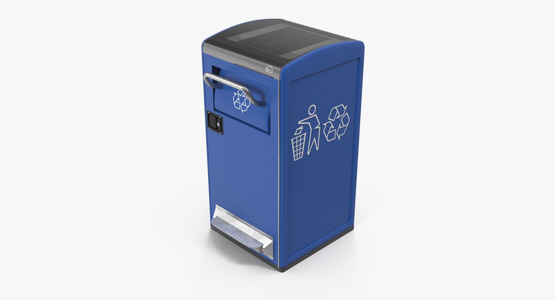Modern Solar Recycling Bin 3D model preview