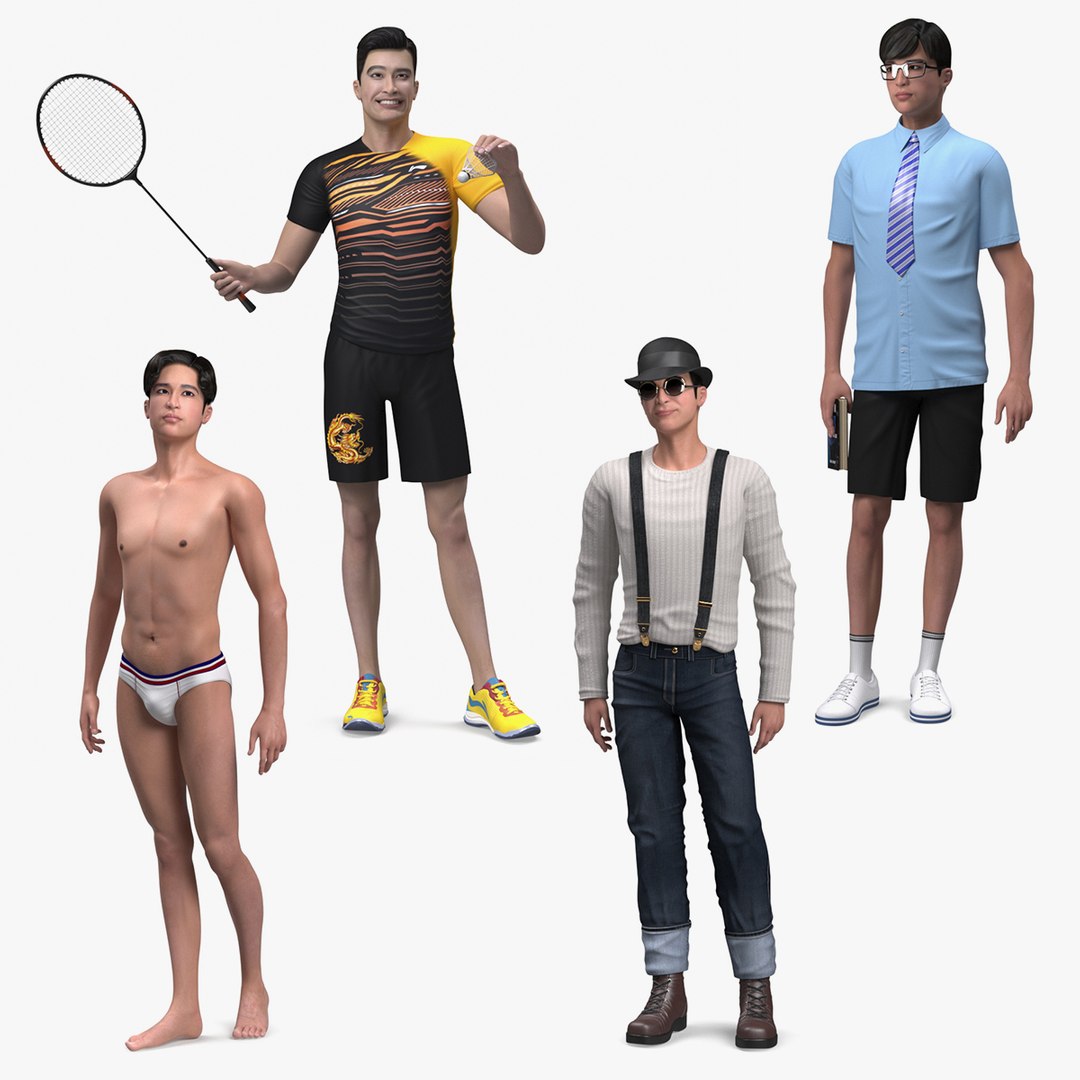 Chinese Man Collection 2 3D model preview