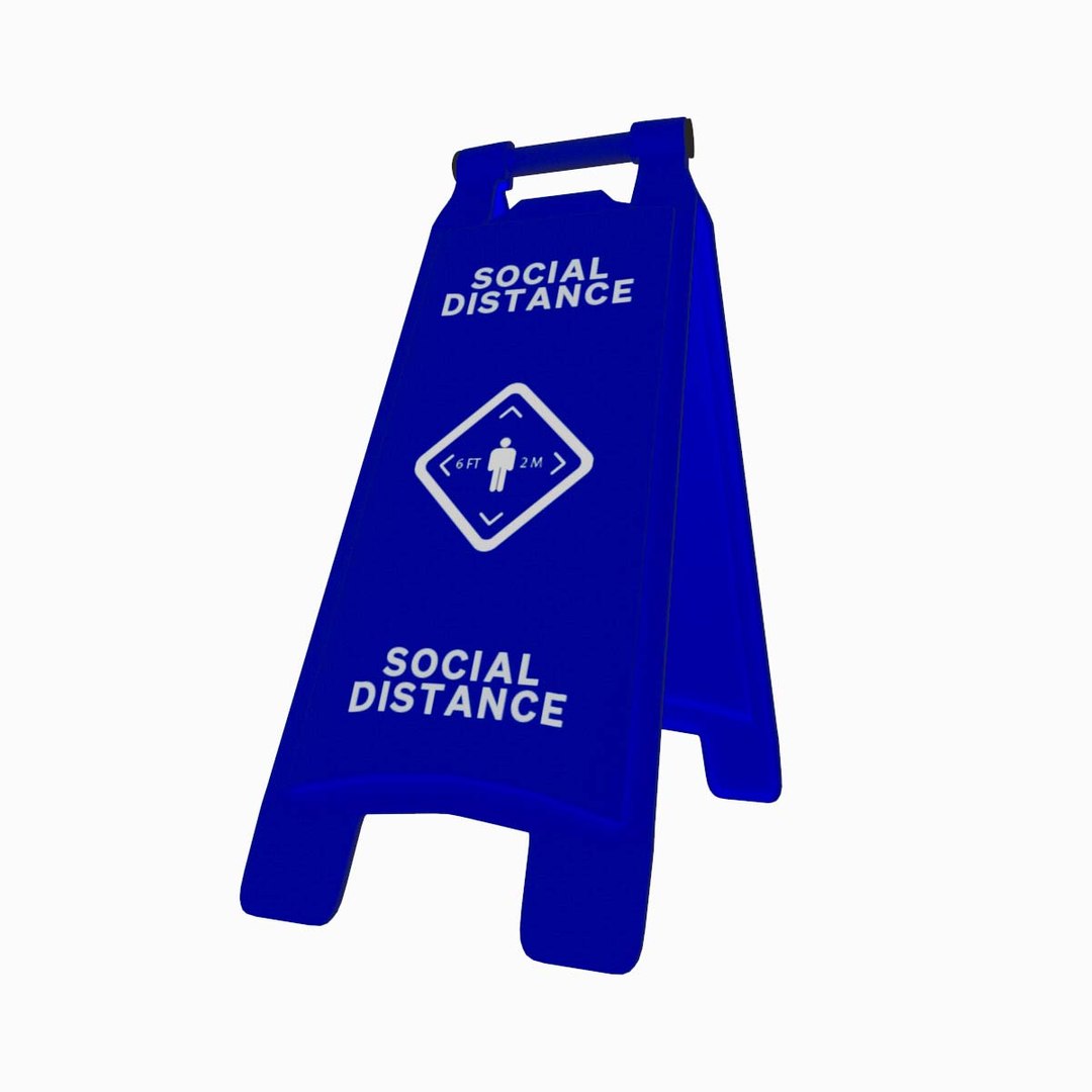 Social Distance Sign - With PSD customisable texture - 3D Asset 2 3D ...