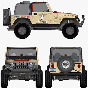 Offroad-014 II 3D Mud Dirt- Sport Car II Teament-Topop-Sport-4x4 Car-3D Low Poly-Game Ready Model model