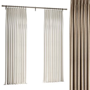 Japandi Linen Blackout Curtains 3D model