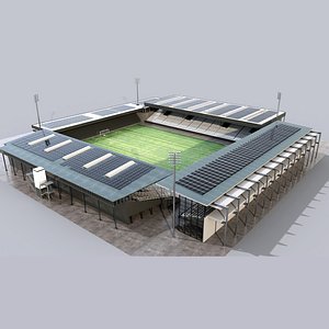 Soccer Football Stadium with Solar Roof 3D