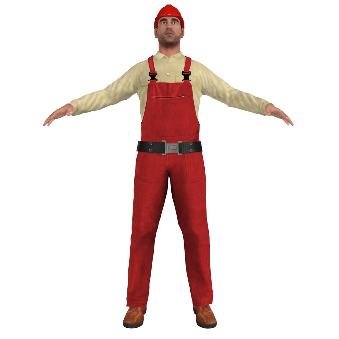 3d Rigged Worker Man Model