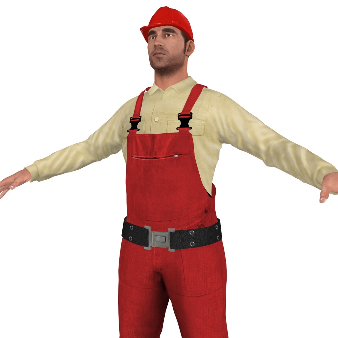 3d Rigged Worker Man Model