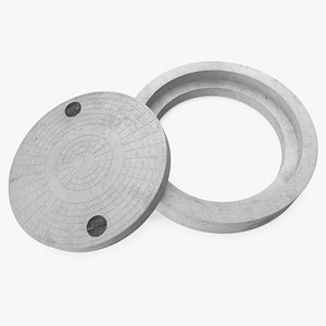 Round Concrete Manhole Cover 3D model