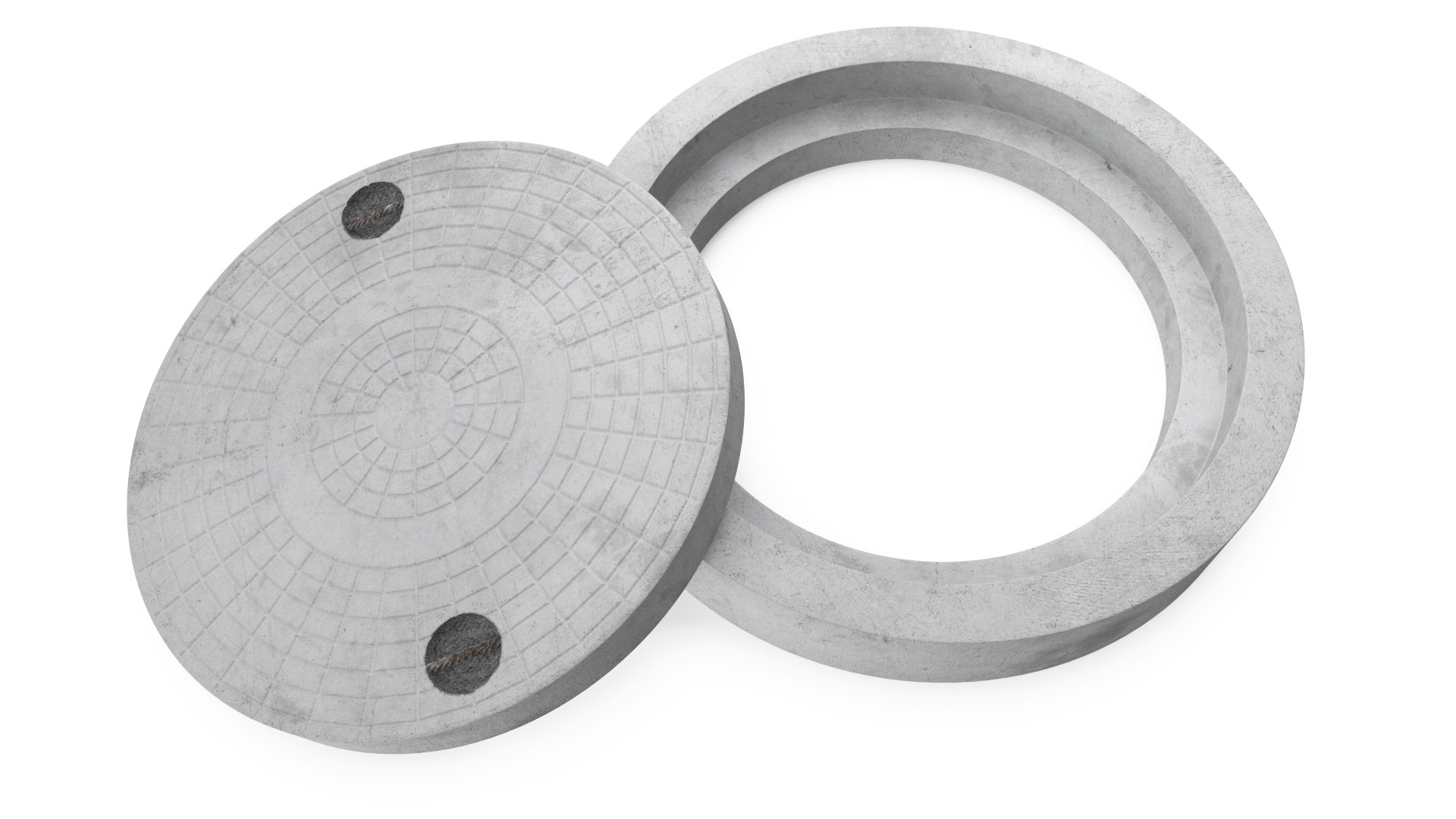 Round Concrete Manhole Cover 3D model preview