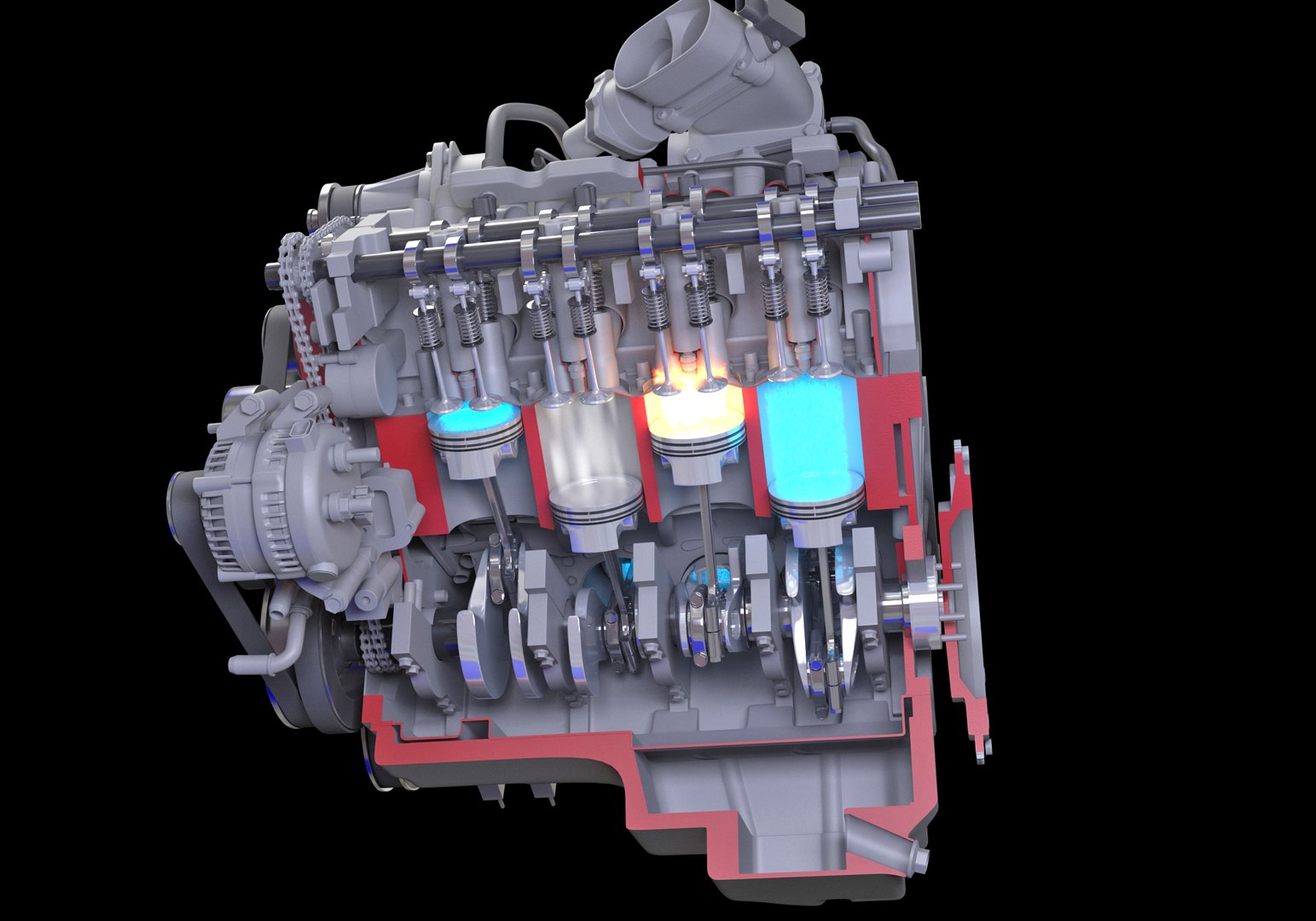 Cutaway V8 Engine Ignition 3D Model - TurboSquid 1334278