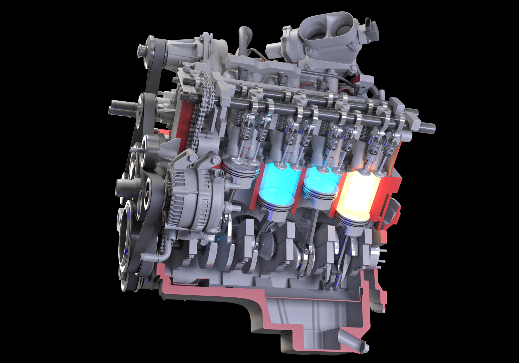 Cutaway v8 engine ignition 3D model - TurboSquid 1334278