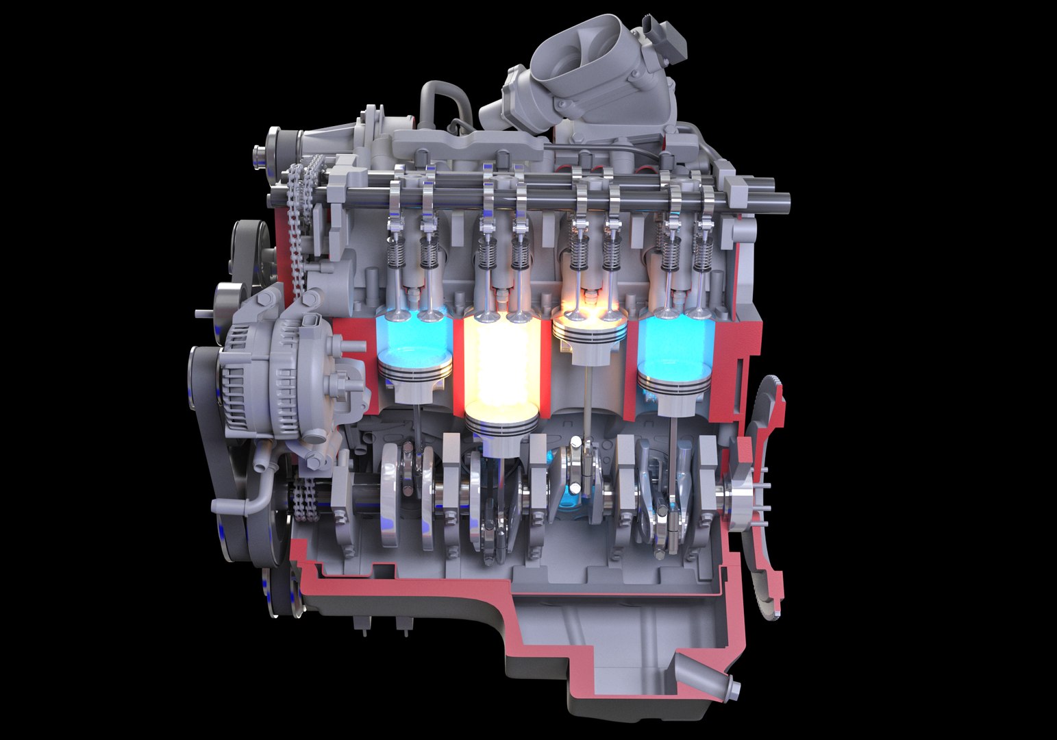 Cutaway V8 Engine Ignition 3D Model - TurboSquid 1334278