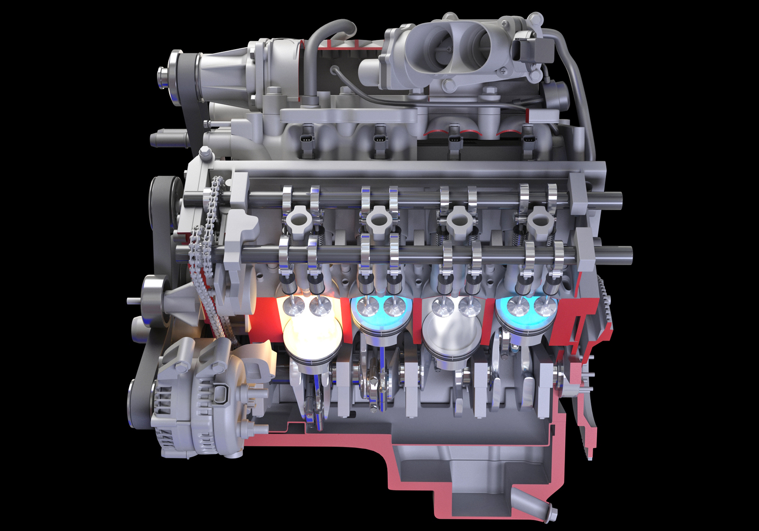 Cutaway v8 engine ignition 3D model - TurboSquid 1334278