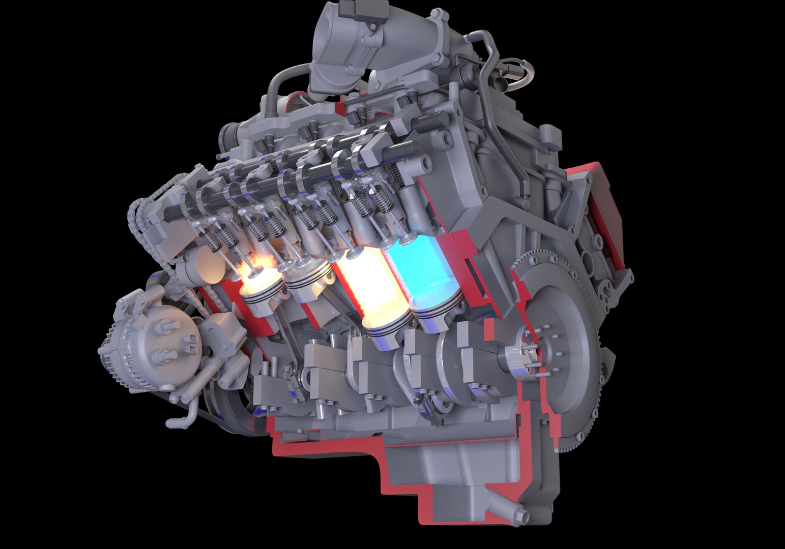 Cutaway V8 Engine Ignition 3D Model - TurboSquid 1334278