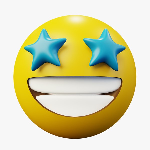 Starry Eyes Yellow Ball Emoticon Emoji or Smiley 3D model