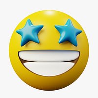 Starry Eyes Yellow Ball Emoticon Emoji or Smiley