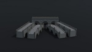 Low-poly Cartoon stone bridges Polygonal Style 3D model