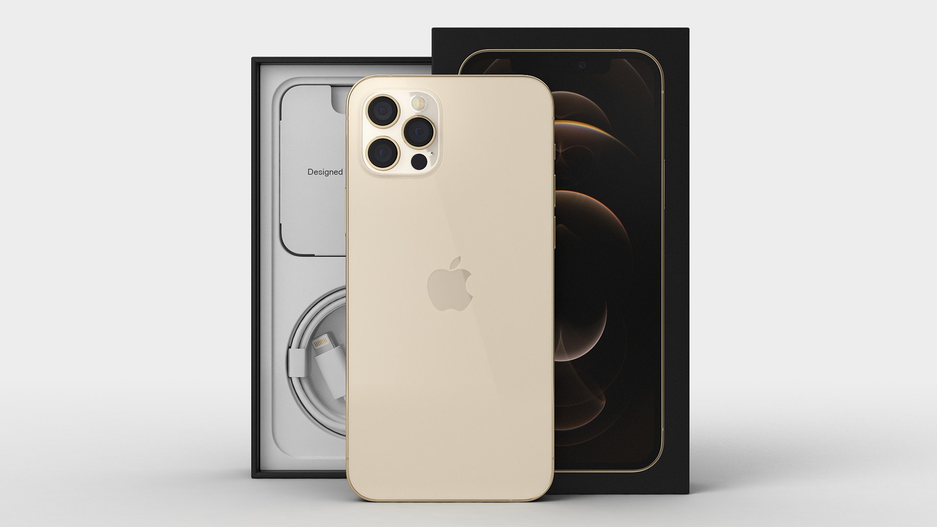 iPhone 12 Pro Unboxed Gold 3D model preview