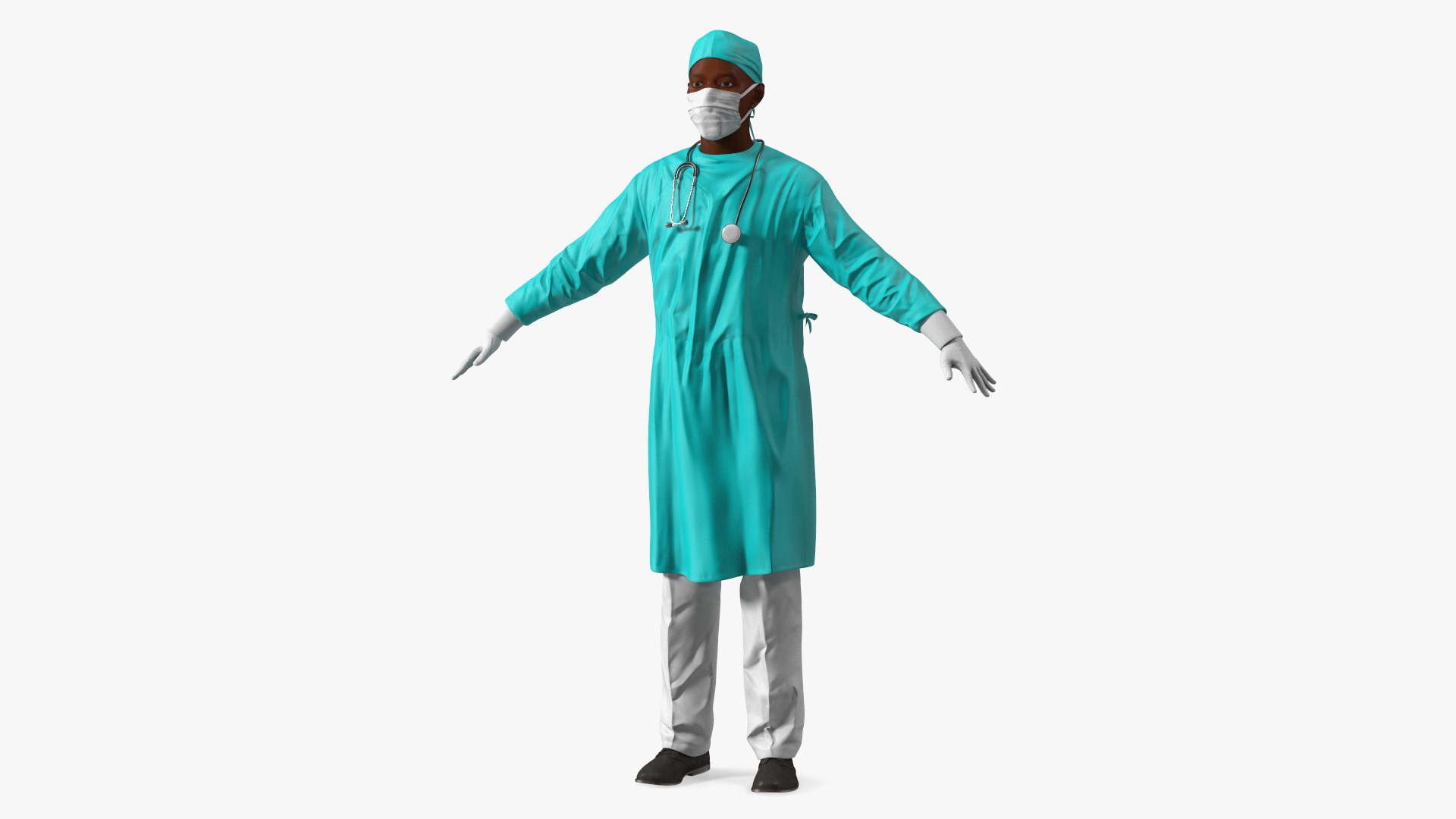 African Black Male Doctor Wearing Face Mask 3D model preview