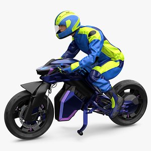 Futuristic Balancing Motorcycle with Biker