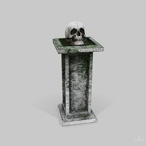 Skull Temple Pedestal - PBR VR / AR