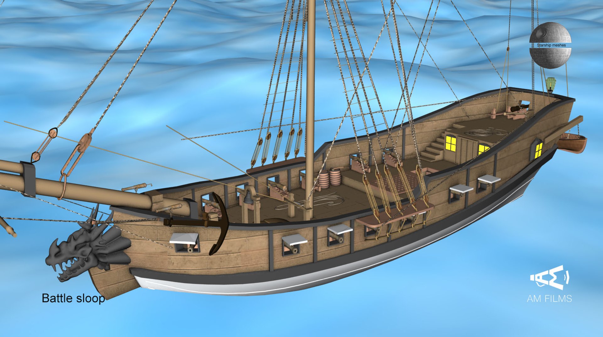 Battle sail sloop model - TurboSquid 1785859