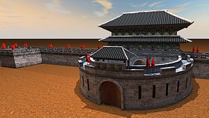 castle wall asia obj