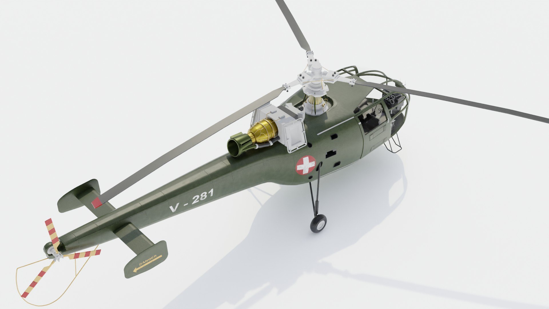 3d Model Alouette Iii Helicopter Aerospatiale