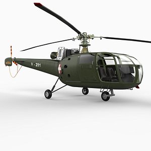 3d model alouette iii helicopter aerospatiale