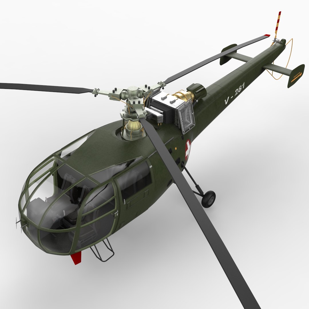 3d model alouette iii helicopter aerospatiale