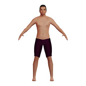 Low-Poly Asian Man Swimsuit