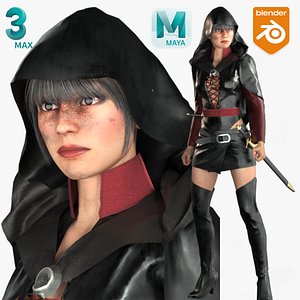 Realistic Warrior Woman Rigged 3D Model