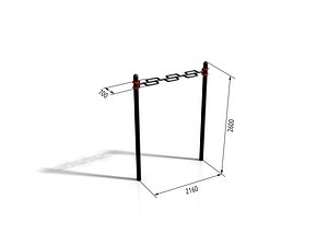 horizontal bar paw-05 3d 3ds