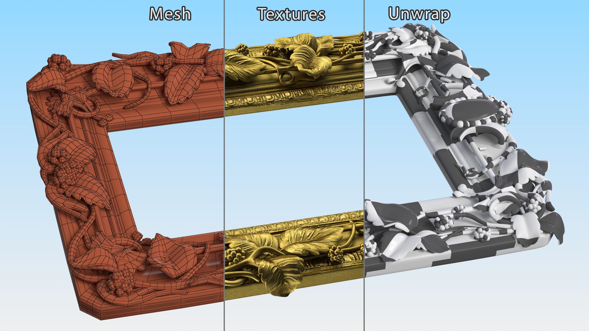 Ornate Leaf Design Picture Frame 3D Model - TurboSquid 2384449