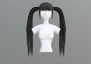 Bangs Ponytails Hairstyle 3D