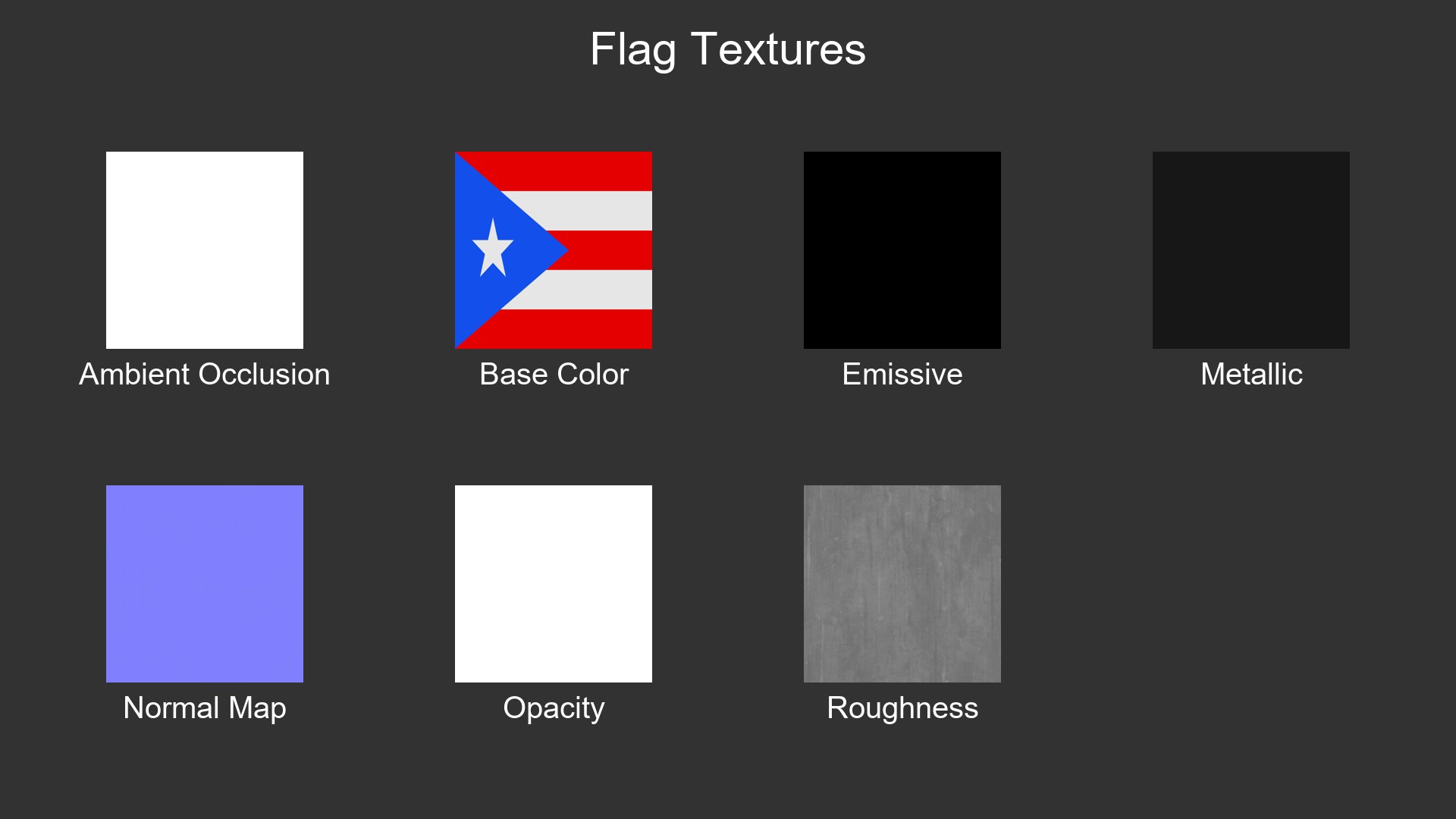 3D Model USA States Puerto Rico Cloth Flag Wall Mount Animated Loop ...