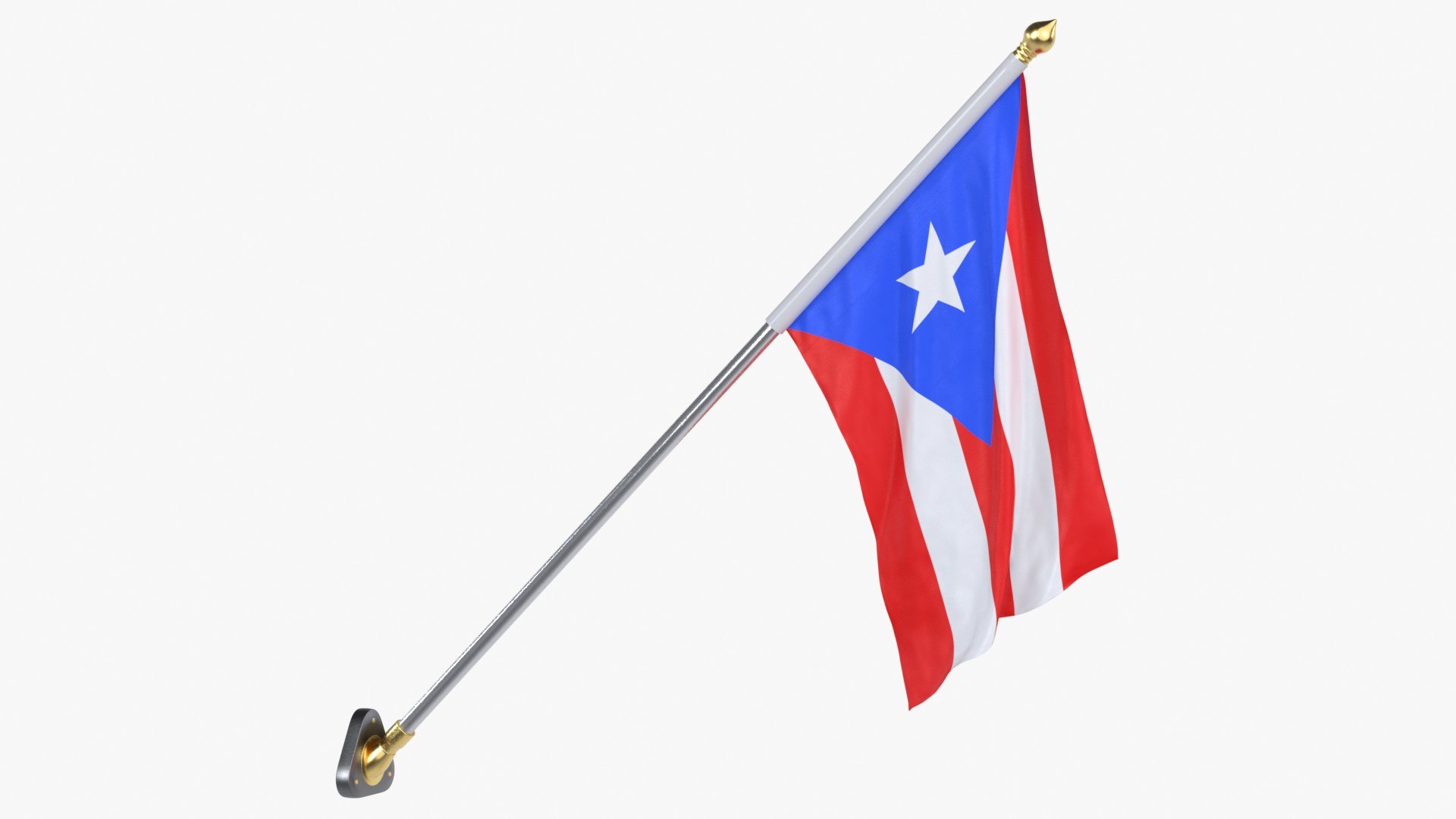 3D Model USA States Puerto Rico Cloth Flag Wall Mount Animated Loop ...
