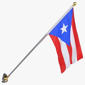 3D model USA States puerto rico Cloth Flag Wall Mount Animated Loop